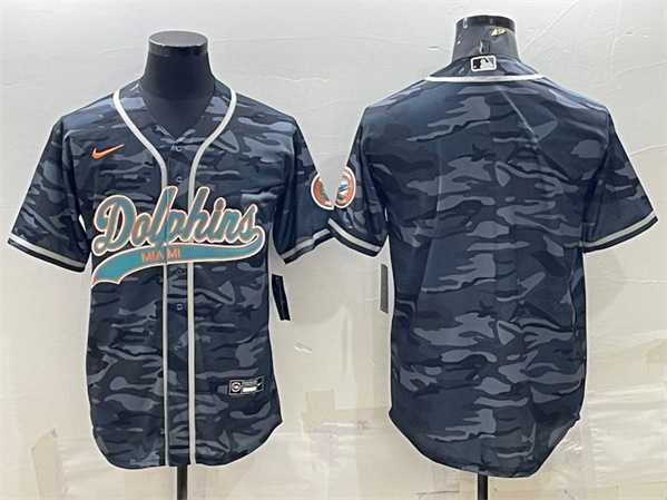 Men's Miami Dolphins Blank Gray Camo With Patch Cool Base Stitched Baseball Jersey,We sell and wholesale Men's Miami Dolphins Blank Gray Camo With Patch Cool Base Stitched Baseball Jersey on line form chian!